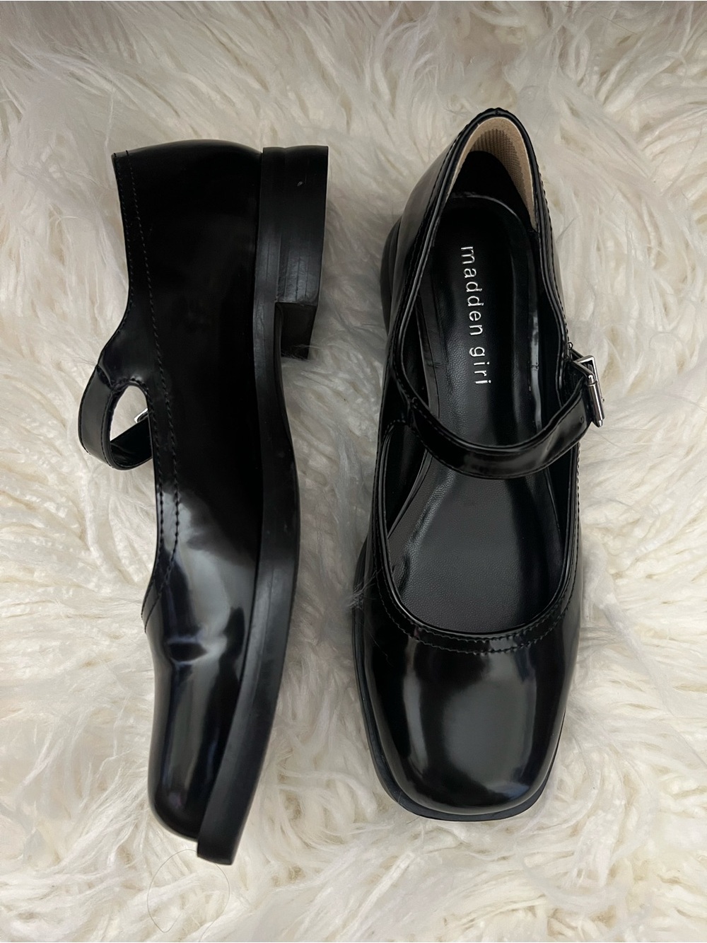 Madden Girl Black Patent Mary Jane Flats with Buckle